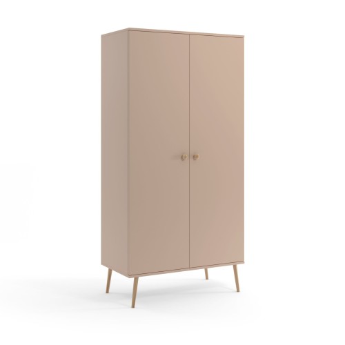 Szafa BOHO na drewnianych nogach - 2 półki i drążek - Macchiato