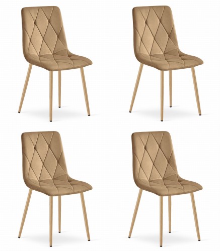 Krzesło LIBRA - brązowy aksamit / nogi kolor drewna x 4