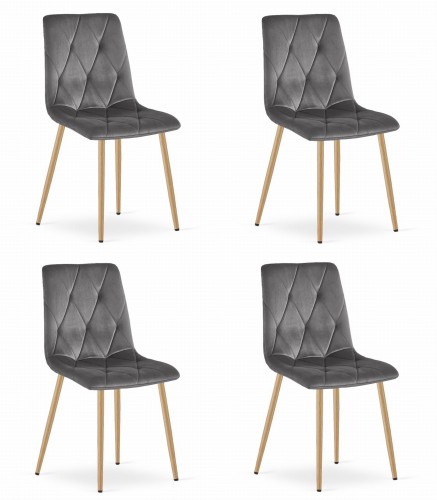 Krzesło LIBRA - ciemny szary aksamit / nogi kolor drewna x 4