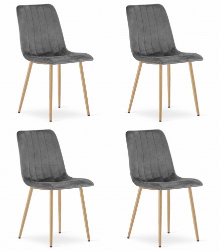 Krzesło LAVA - ciemny szary aksamit / nogi kolor drewna x 4