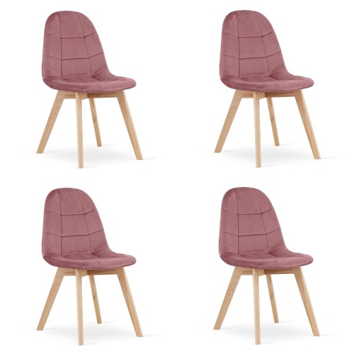 Krzesło BORA - ciemny róż aksamit x 4