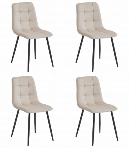 Krzesło KARA - beż aksamit / nogi czarne x 4
