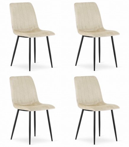 Krzesło LAVA - chłodny beż aksamit x 4