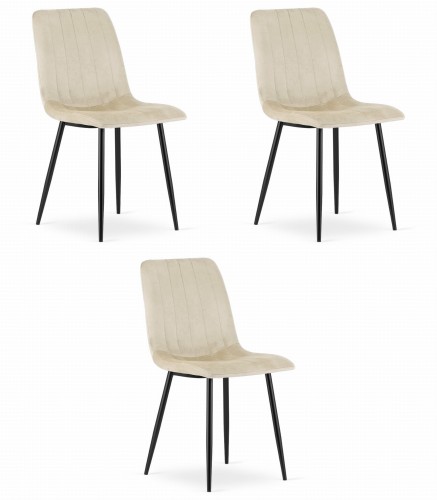 Krzesło LAVA - chłodny beż aksamit x 3