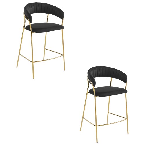 Hoker BADIA - czarny aksamit / nogi złote x 2 - GLAMOUR