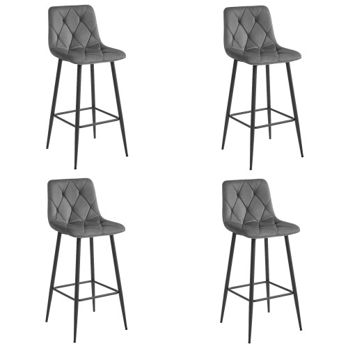 Hoker NADO - ciemny szary aksamit / nogi czarne x 4