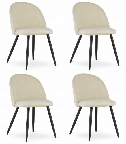 Krzesło BELLO - aksamit beż / nogi czarne x 4