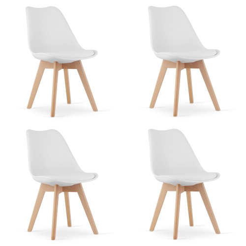 KRZESŁO MARK - BIAŁE - NOGI NATURALNE - 4 SZT