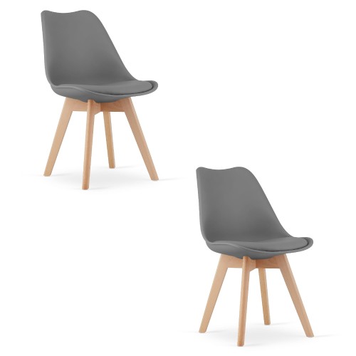 KRZESŁO MARK - GRAFITOWE - NOGI NATURALNE - 2 SZT