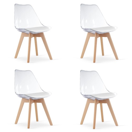 KRZESŁO MARK - PRZEZROCZYSTE - NOGI NATURALNE - 4 SZT