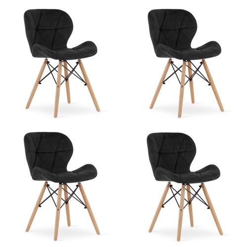 Krzesło LAGO Aksamit - czarne x 4