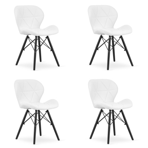 Krzesło LAGO ekoskóra - białe / nogi czarne x 4