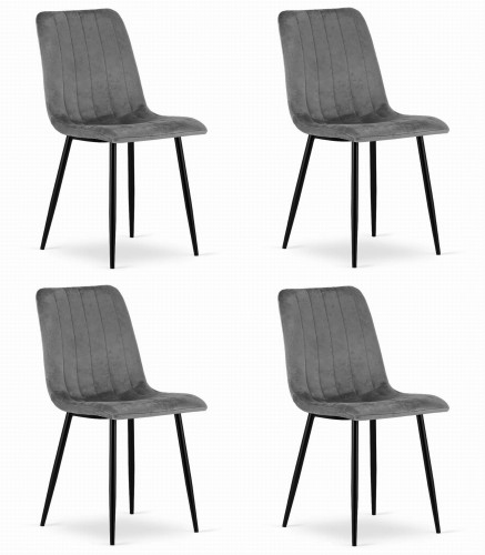 Krzesło LAVA - ciemny szary aksamit x 4