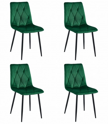 Krzesło LIBRA - ciemna zieleń aksamit / nogi czarne x 4