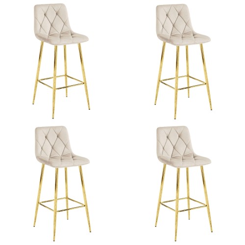 Hoker NADO - aksamit beż / nogi ZŁOTE x 4