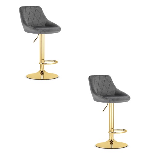 Hoker KAST - aksamit szary / baza złota x 2