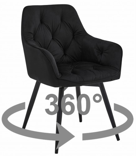 Krzesło JORK360 - czarny aksamit / nogi czarne x 1