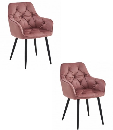 Krzesło JORK - róż aksamit / nogi czarne x 2