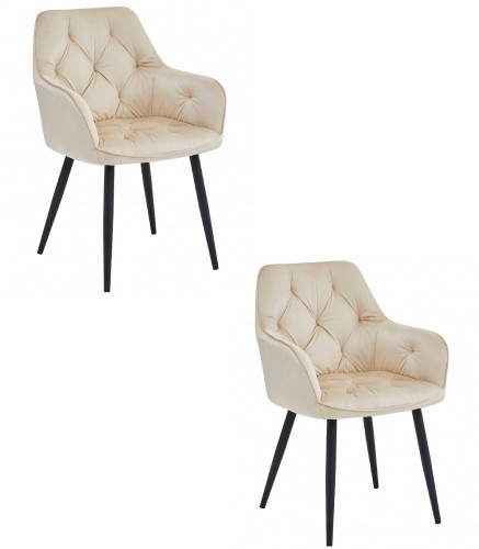 Krzesło JORK - beż aksamit / nogi czarne x 2