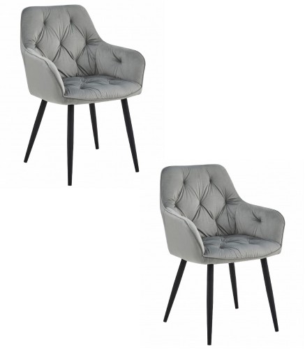 Krzesło JORK - aksamit srebrno-szary / nogi czarne x 2