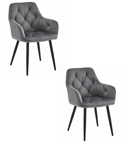 Krzesło JORK - ciemny szary aksamit / nogi czarne x 2