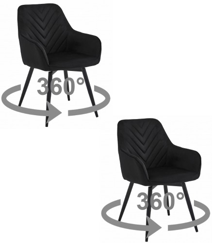 Krzesło NANA360 - czarny aksamit / nogi czarne x 2