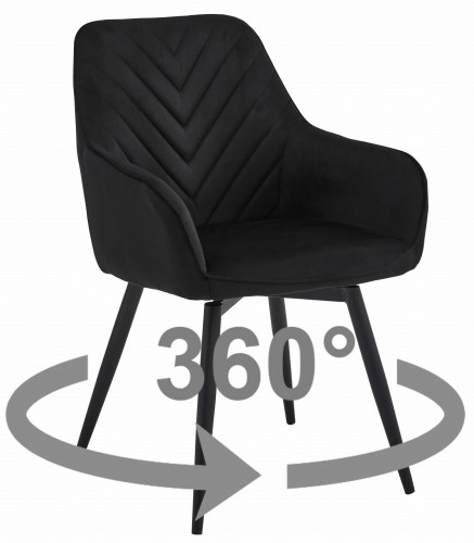 Krzesło NANA360 - czarny aksamit / nogi czarne x 1