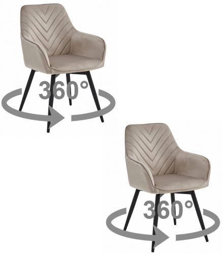 Krzesło NANA360 - ciemny beż aksamit / nogi czarne x 2