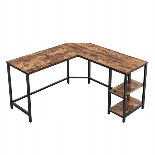 BIURKO NAROŻNE Z DWIEMA PÓŁKAMI - STYL LOFT