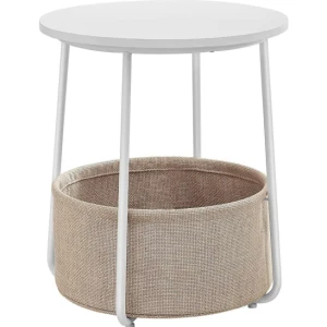 Biały stoliczek do salonu z gazetnikiem, 45 cm