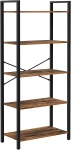 REGAŁ LOFTOWY Z 5 PÓŁKAMI – RUSTYKALNY BRĄZ I STAL - 153 x 66 x 30