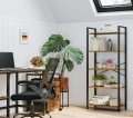 REGAŁ LOFTOWY Z 5 PÓŁKAMI – RUSTYKALNY BRĄZ I STAL - 153 x 66 x 30