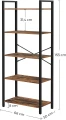 REGAŁ LOFTOWY Z 5 PÓŁKAMI – RUSTYKALNY BRĄZ I STAL - 153 x 66 x 30