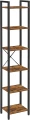 REGAŁ LOFTOWY Z 6 PÓŁKAMI – RUSTYKALNY BRĄZ I STAL - 187 x 40 x 30