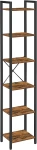 REGAŁ LOFTOWY Z 6 PÓŁKAMI – RUSTYKALNY BRĄZ I STAL - 187 x 40 x 30