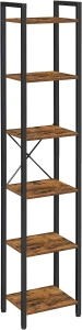 REGAŁ LOFTOWY Z 6 PÓŁKAMI – RUSTYKALNY BRĄZ I STAL - 187 x 40 x 30