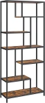 Regał Geometryczny, 6 Półek, 30x80x180cm, Brązowo-Czarny – Styl i Funkcjonalność