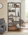 Regał Geometryczny, 6 Półek, 30x80x180cm, Brązowo-Czarny – Styl i Funkcjonalność