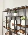 Regał Geometryczny, 6 Półek, 30x80x180cm, Brązowo-Czarny – Styl i Funkcjonalność