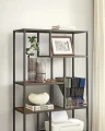 Regał Geometryczny, 6 Półek, 30x80x180cm, Brązowo-Czarny – Styl i Funkcjonalność
