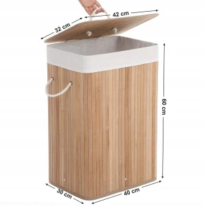 BAMBUSOWY KOSZ NA PRANIE / POJEMNIK NA ZABAWKI - 72L - NATURALNY