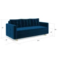 Pikowana Trzyosobowa Sofa Elite Drewniane Nogi