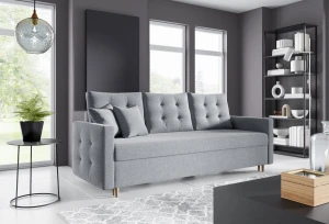 Pikowana Trzyosobowa Sofa Elite Drewniane Nogi