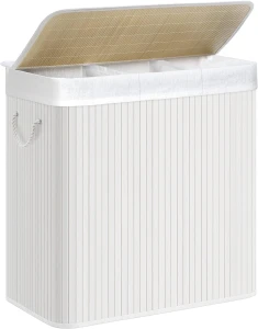 BAMBUSOWY KOSZ NA PRANIE / POJEMNIK NA ZABAWKI - 3 x 50L - BIAŁY