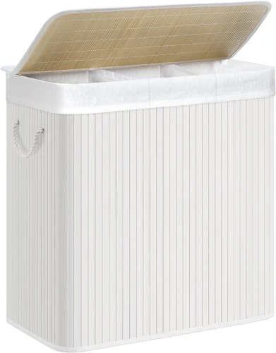 BAMBUSOWY KOSZ NA PRANIE / POJEMNIK NA ZABAWKI - 3 x 50L - BIAŁY