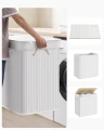 BAMBUSOWY KOSZ NA PRANIE / POJEMNIK NA ZABAWKI - 3 x 50L - BIAŁY