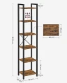 REGAŁ LOFTOWY Z 6 PÓŁKAMI – RUSTYKALNY BRĄZ I STAL - 187 x 40 x 30