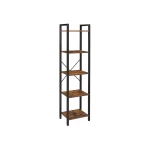 REGAŁ LOFTOWY Z 5 PÓŁKAMI – RUSTYKALNY BRĄZ I STAL - 154 x 40 x 30