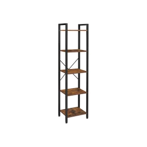 REGAŁ LOFTOWY Z 5 PÓŁKAMI – RUSTYKALNY BRĄZ I STAL - 154 x 40 x 30