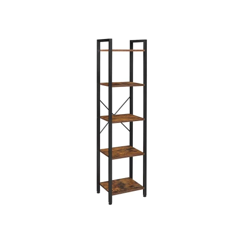 REGAŁ LOFTOWY Z 5 PÓŁKAMI – RUSTYKALNY BRĄZ I STAL - 154 x 40 x 30